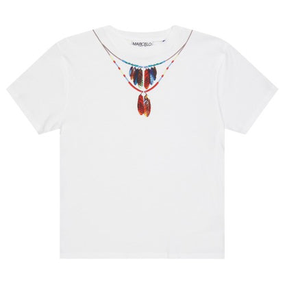 Front - Marcelo Burlon Childrens/Kids Feather Necklace T-Shirt