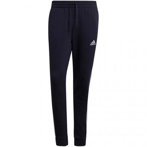 Front - Adidas Mens Essentials Fleece 3 Stripes Tapered Leg Jogging Bottoms