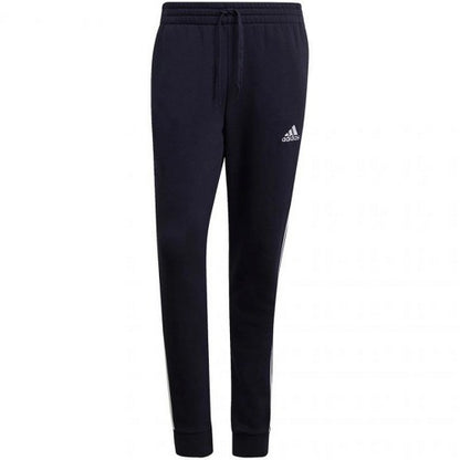 Front - Adidas Mens Essentials Fleece 3 Stripes Tapered Leg Jogging Bottoms