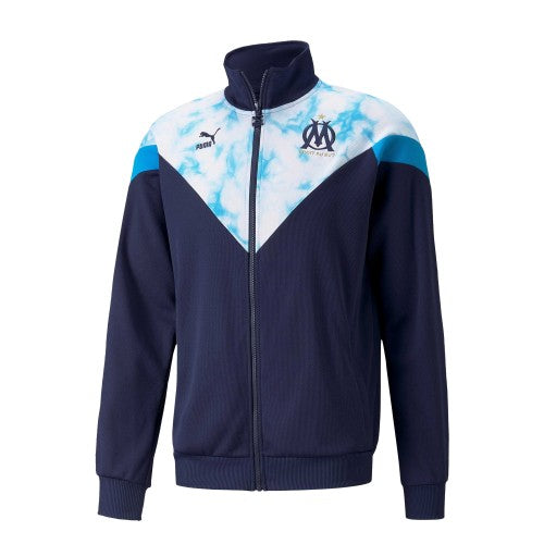 Front - Puma Mens Olympique De Marseille FC Mesh Track Jacket