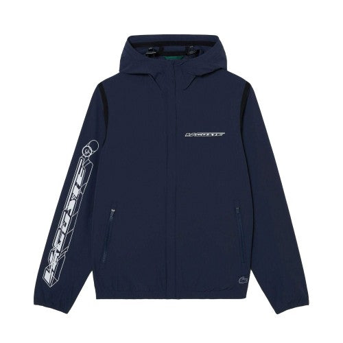 Front - Lacoste Mens Short Recycled Polyamide Track Jacket