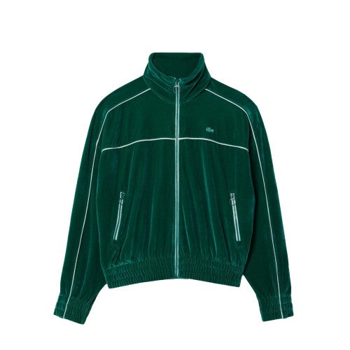 Front - Lacoste Womens/Ladies Velour Zipped Oversized Jacket