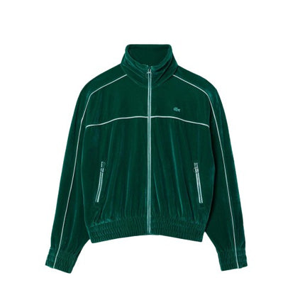 Front - Lacoste Womens/Ladies Velour Zipped Oversized Jacket
