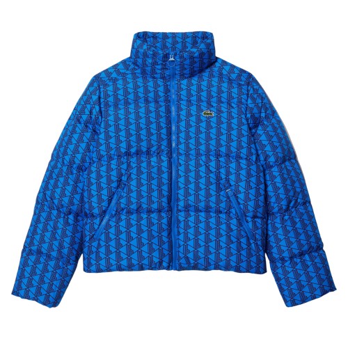 Front - Lacoste Womens/Ladies Monogram Hooded Puffer Jacket