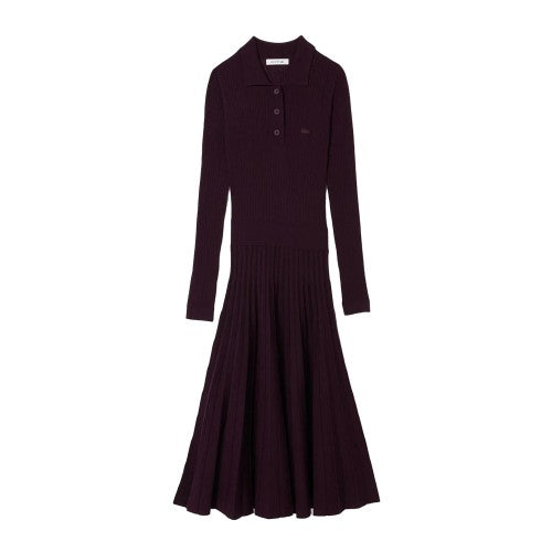 Front - Lacoste Womens/Ladies Wool Long-Sleeved Polo Shirt Dress