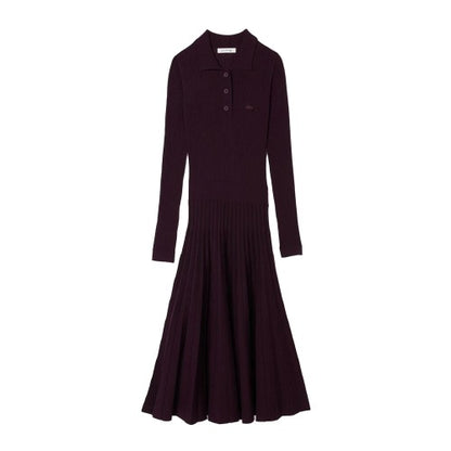 Front - Lacoste Womens/Ladies Wool Long-Sleeved Polo Shirt Dress
