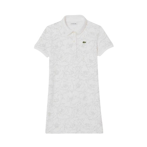 Front - Lacoste Childrens/Kids Flower All-Over Print Holiday Dress