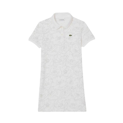 Front - Lacoste Childrens/Kids Flower All-Over Print Holiday Dress