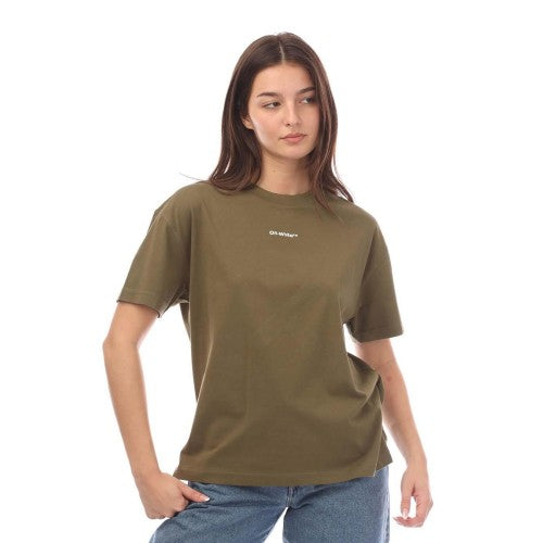 Front - Off White Womens/Ladies Flock Chine Flower Arrow T-Shirt