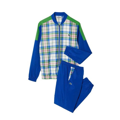 Front - Lacoste Mens Checked Tracksuit Set