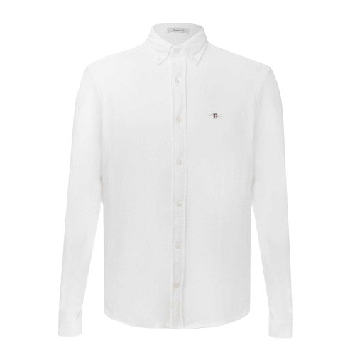 Front - Gant Mens Pique Jersey Regular Long-Sleeved Shirt
