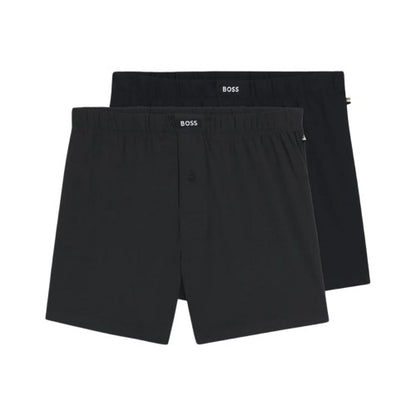 Front - Boss Mens Cotton Stretch Boxer Shorts (Pack of 2)