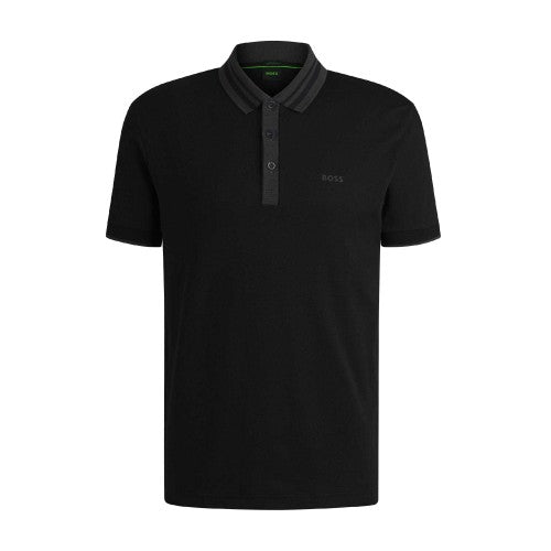 Front - Boss Mens Paule Striped Neckline Polo Shirt