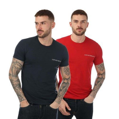 Front - Emporio Armani Mens Crew Neck T-Shirt (Pack of 2)