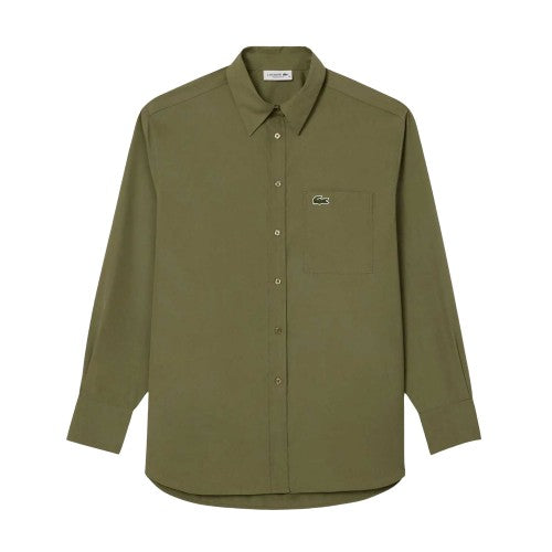 Front - Lacoste Womens/Ladies Poplin Oversized Long-Sleeved Shirt