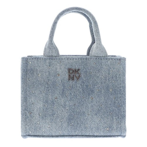 Front - DKNY Hadlee Rhinestone Denim Mini Crossbody Bag