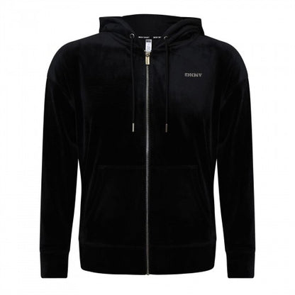 Front - DKNY Womens/Ladies Rhinestone Logo Full Zip Hoodie