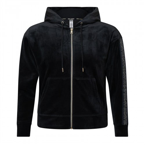 Front - DKNY Womens/Ladies Velour Full Zip Hoodie