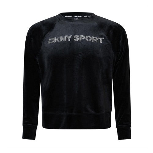 Front - DKNY Womens/Ladies Rhinestone Logo Sweatshirt