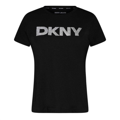 Front - DKNY Womens/Ladies Glitter Logo T-Shirt