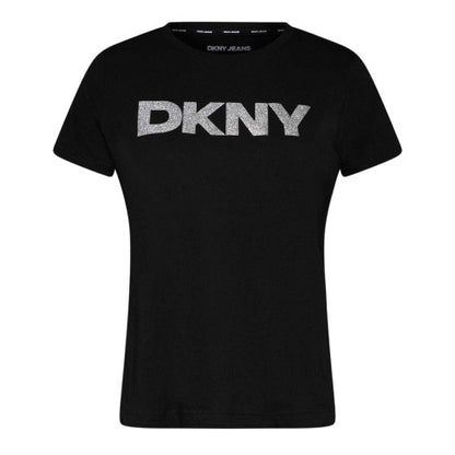 Front - DKNY Womens/Ladies Glitter Logo T-Shirt
