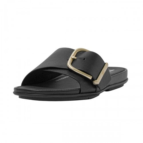 Front - FitFlop Womens/Ladies Gracie Buckle Leather Sliders