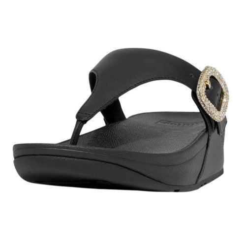 Front - Fit Flop Womens/Ladies Lulu Rhinestone Buckle Leather Sandals