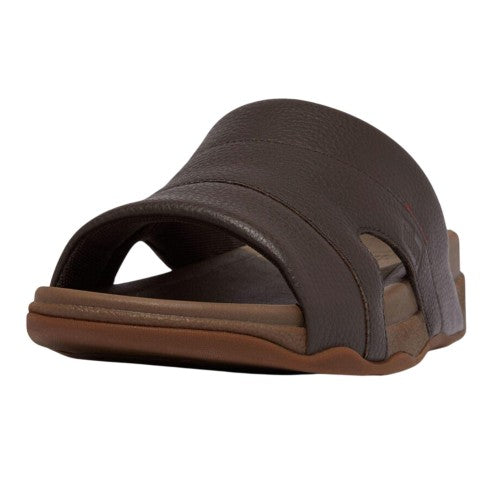 Front - Fit Flop Mens Freeway Leather Pool Sliders