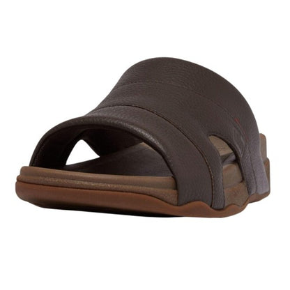 Front - Fit Flop Mens Freeway Leather Pool Sliders