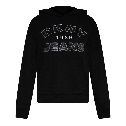 Front - DKNY Womens/Ladies Appliqué Satin Hoodie