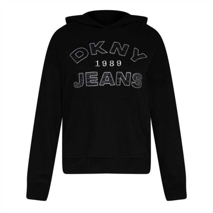 Front - DKNY Womens/Ladies Appliqué Satin Hoodie