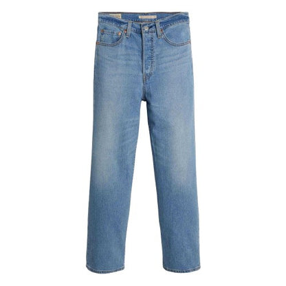 Front - Levis Womens/Ladies Ribcage Cotton Linen Straight Leg Jeans