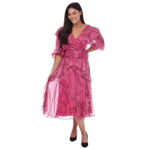 Front - Ted Baker Womens/Ladies Victoir Printed Ruffles Pinafore Dress