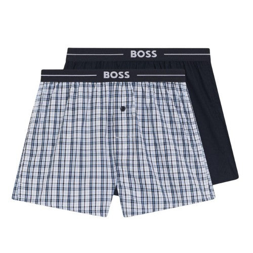 Front - Boss Mens Cotton Pyjama Shorts (Pack of 2)