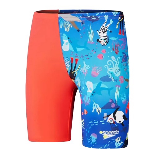 Front - Speedo Boys Jammer Swim Shorts