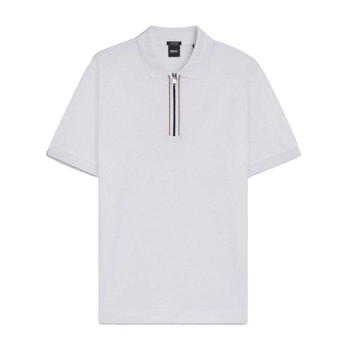 Front - Boss Mens H-Paras 65 Cotton Zipped Polo Shirt