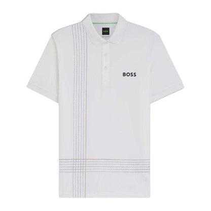 Front - Boss Mens Checked Quick Dry Slim Polo Shirt