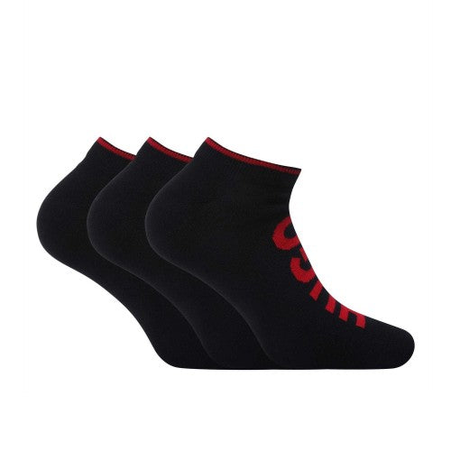 Front - Hugo Mens Logo Ankle Socks (Pack of 3)