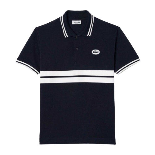 Front - Lacoste Mens Striped Premium Cotton Polo Shirt