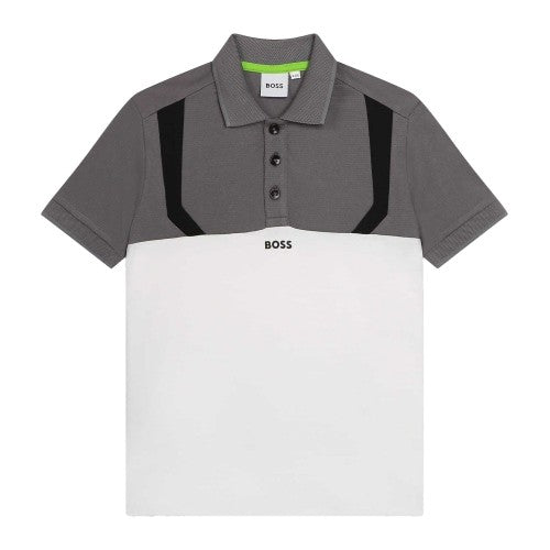 Front - Boss Childrens/Kids Colour Block Short-Sleeved Polo Shirt