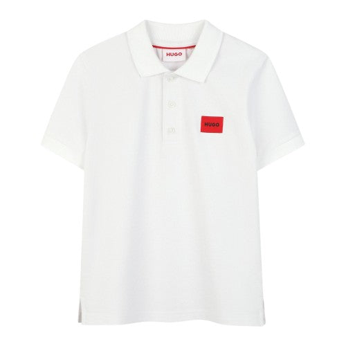 Front - Hugo Childrens/Kids Ribbed Short-Sleeved Polo Shirt