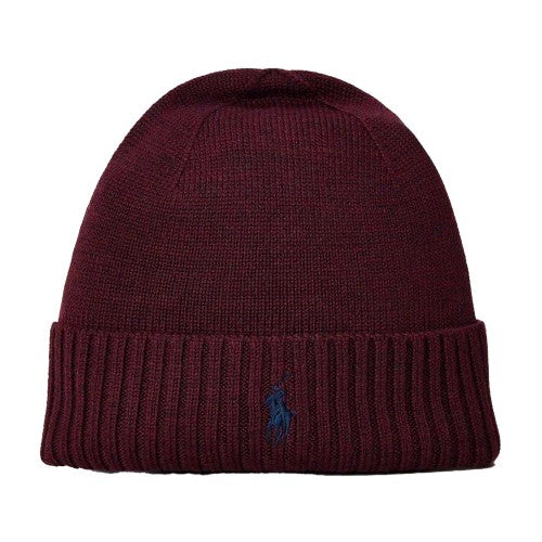 Front - Ralph Lauren Mens Embroidered Logo Merino Wool Winter Beanie