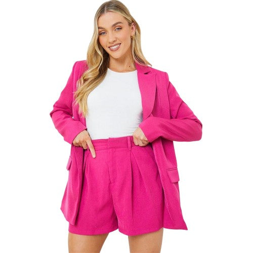 Front - Pink Womens/Ladies Linen Blend Tailored Shorts