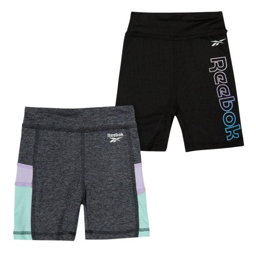 Front - Reebok Girls Shorts (Pack of 2)