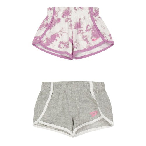 Front - Reebok Baby Girls Jersey Tie Dye Shorts (Pack of 2)