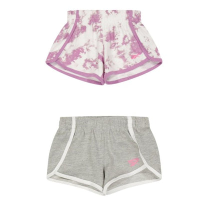 Front - Reebok Baby Girls Jersey Tie Dye Shorts (Pack of 2)
