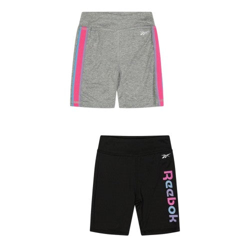 Front - Reebok Girls Jersey Shorts (Pack of 2)
