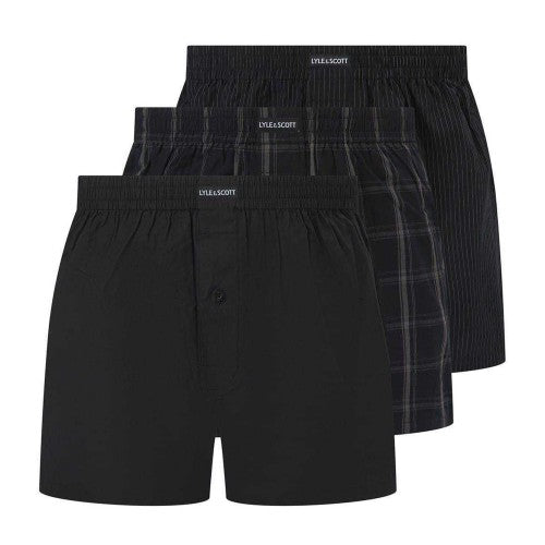 Front - Lyle & Scott Mens Cotton Boxer Shorts (Pack of 3)