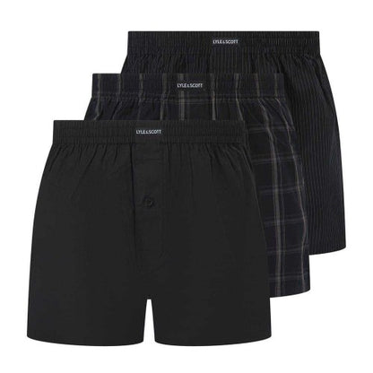 Front - Lyle & Scott Mens Cotton Boxer Shorts (Pack of 3)