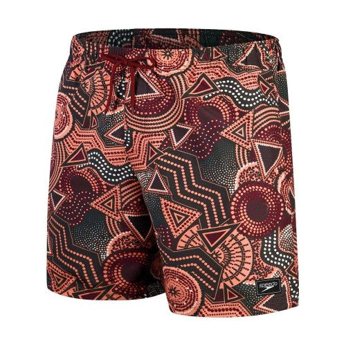 Front - Speedo Mens Geometric Swim Shorts